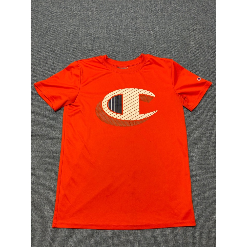 Champion Boys Orange Graphic Logo Performance T-Shirt Size L Large Athletic Tee